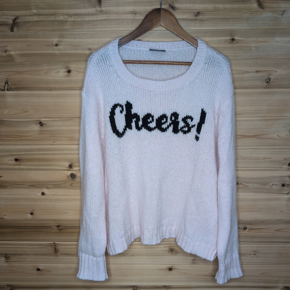 Wooden Ships‎ Cheers Mohair Wool Blend Pink Knit Sweater Womens M/L